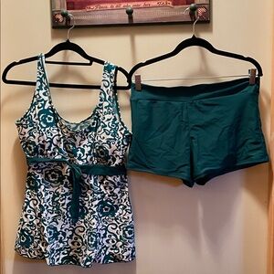 SHEIN Teal and White Bikini Set